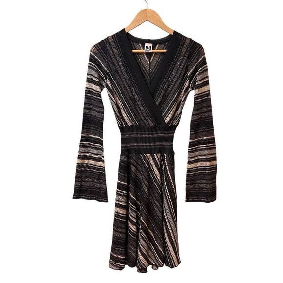 MISSONI Womens  Knit Mini Dress Size IT 40/ US 4 Gray Black Silver Made In Italy - Picture 1 of 14